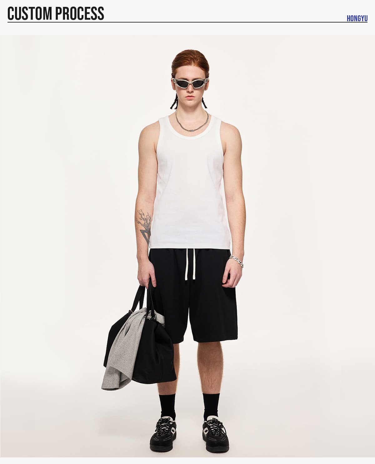Sporty 315g Fitted Racerback Tank Top For Men – detail 8