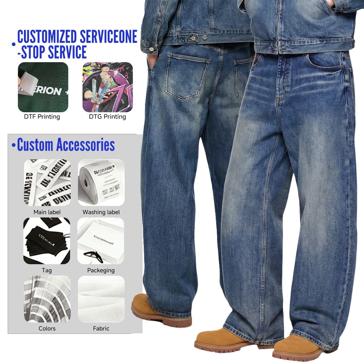Heavy 543g Washed Distorted Wide-Leg Jeans
