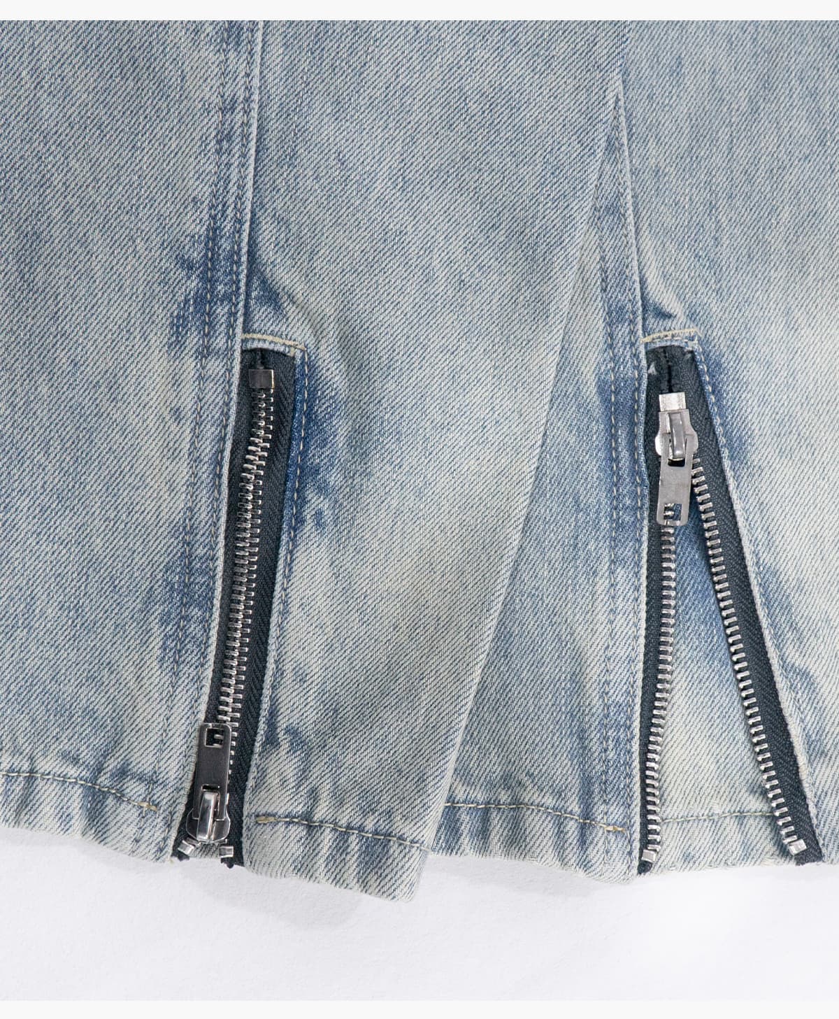Vintage Distressed Stand-Collar 385g Zip-Up Denim Jacket – detail 14