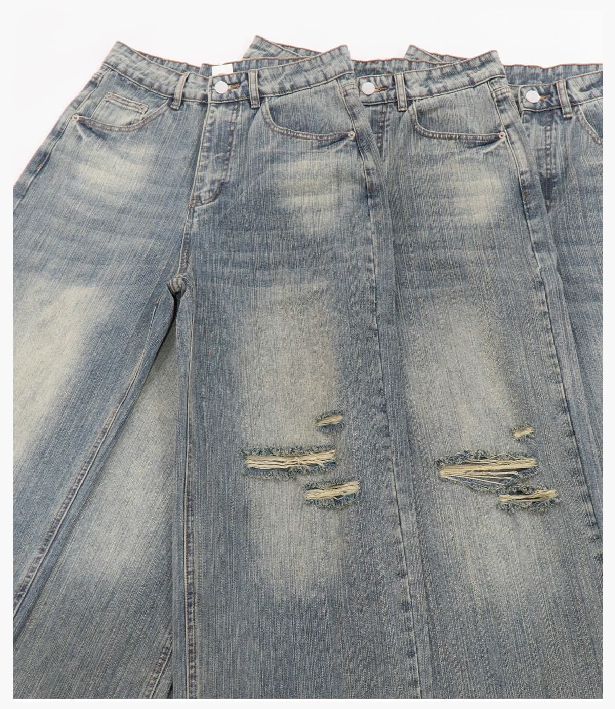 Heavy 430g Distressed Straight-Leg Jeans – detail 10