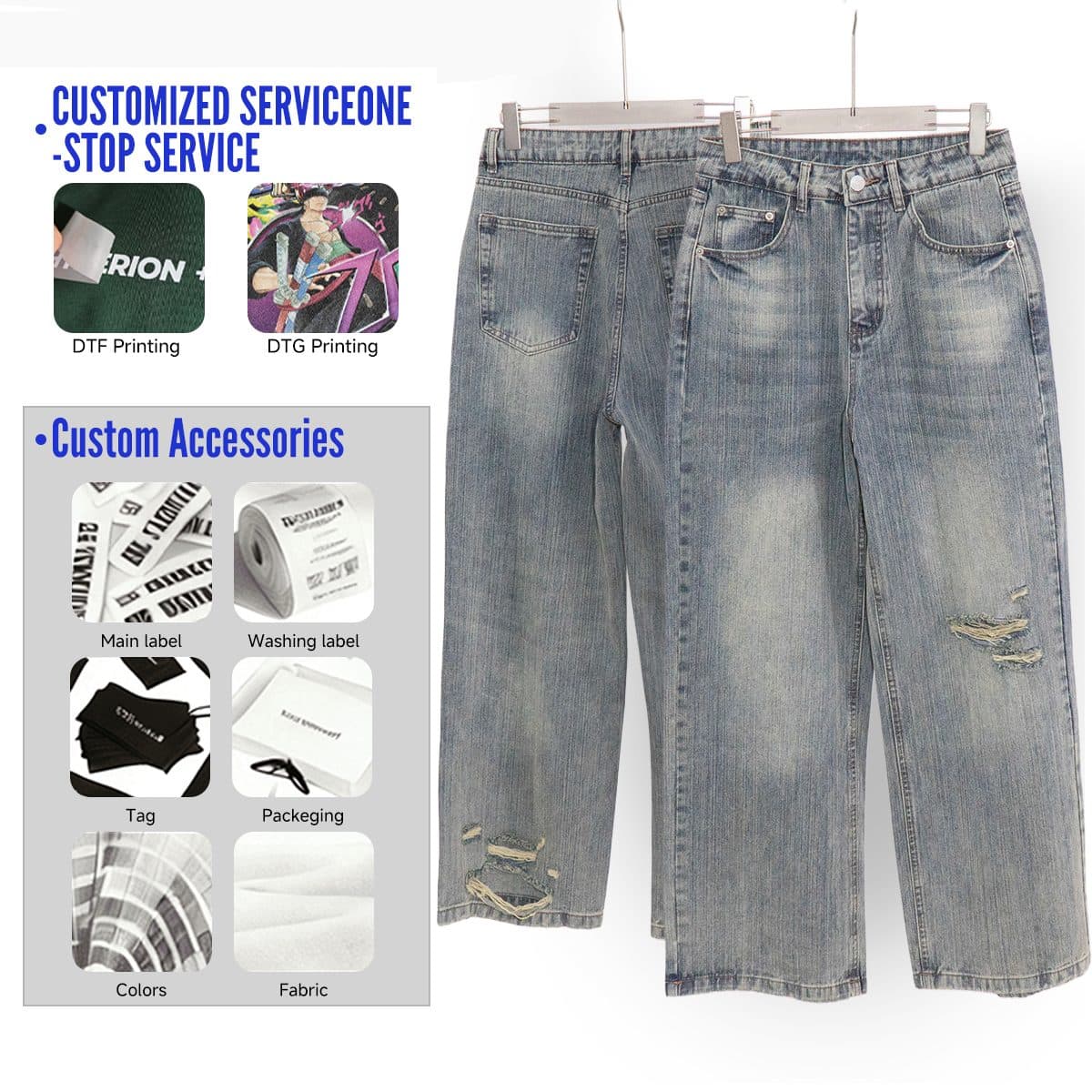 Heavy 430g Distressed Straight-Leg Jeans