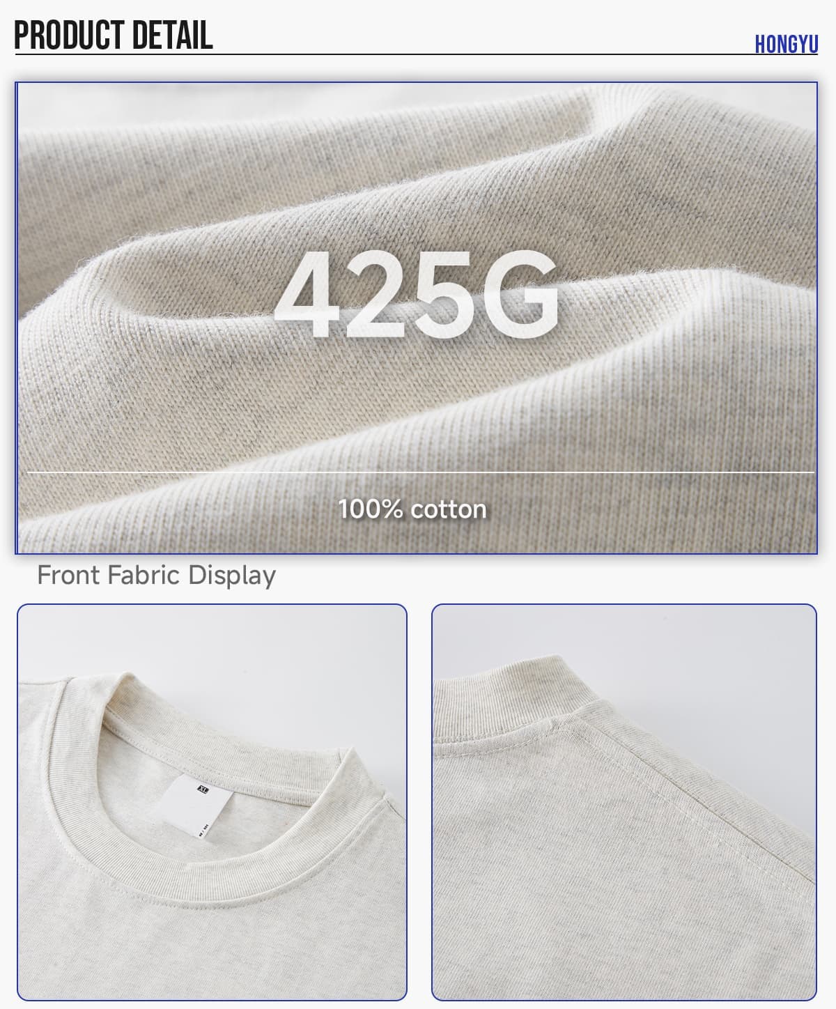 Heavy 425 GSM 16s 100% Cotton Oversized T-Shirt – detail 4