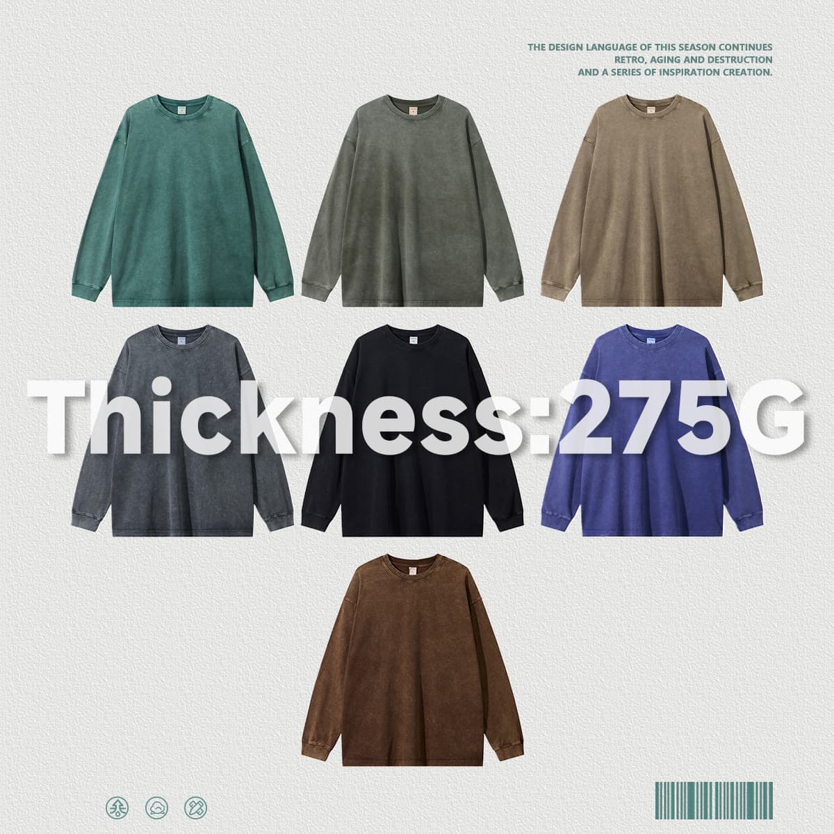 Cotton 275Gsm Oversized Acid Wash Long sleeve T-Shirt thumbnail 3