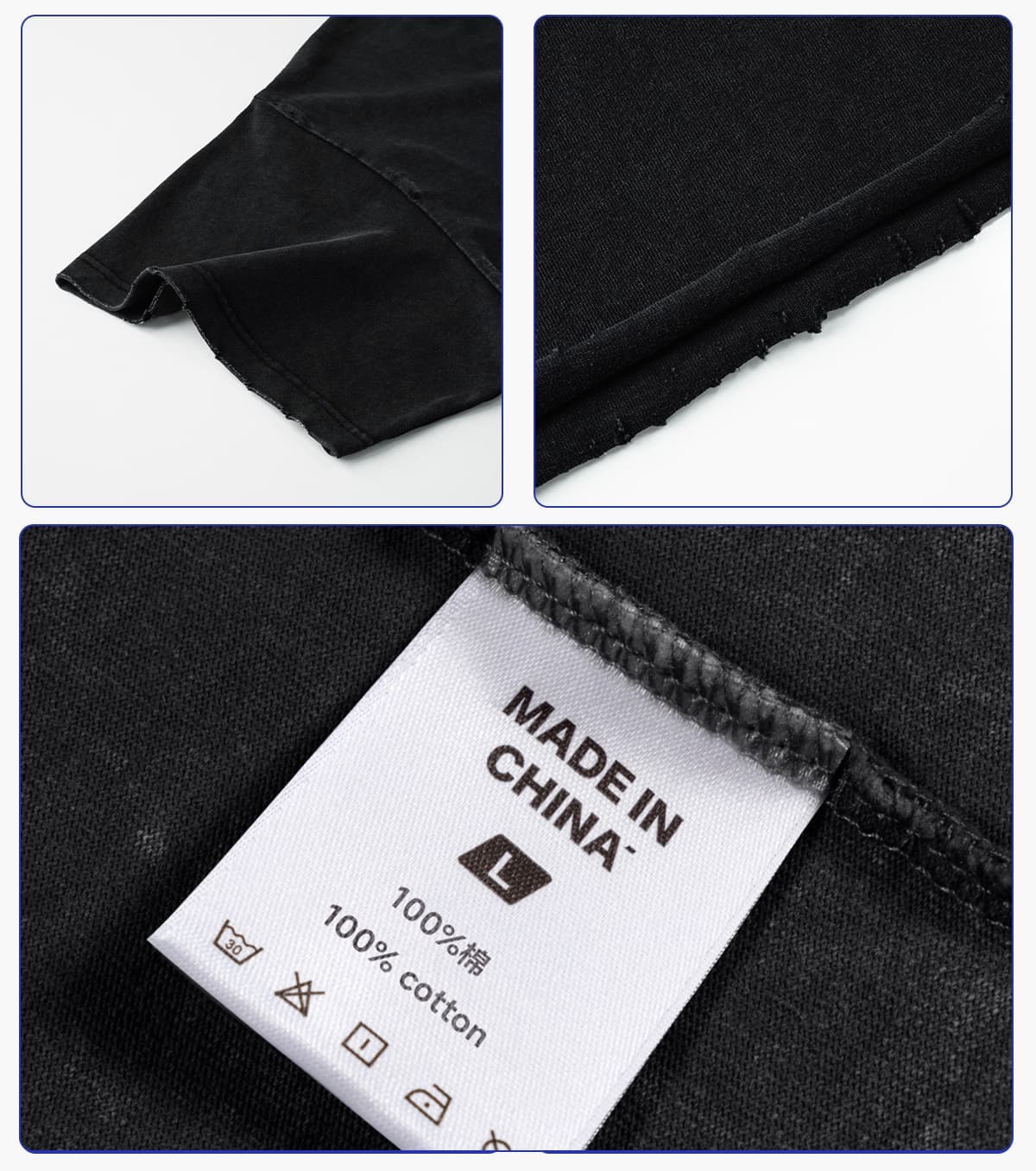 Boxy 270g Washed Distressed Hem Cotton T-Shirt – detail 6