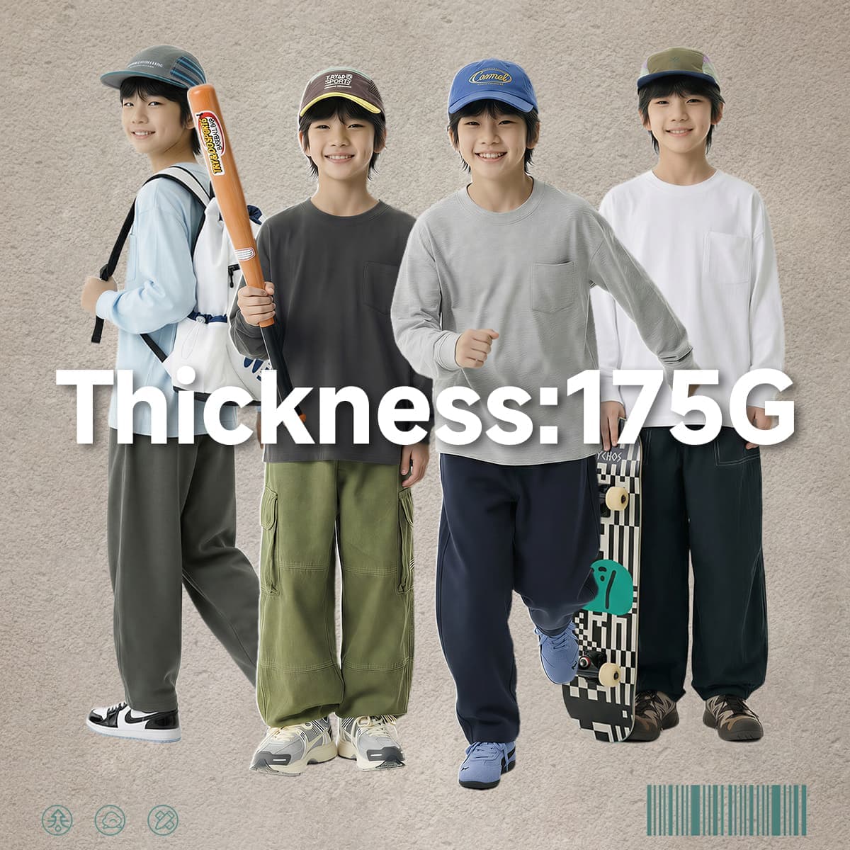 Kids‘ Soft Skin-Friendly Cooling 175G Long Sleeve T-Shirt thumbnail 2