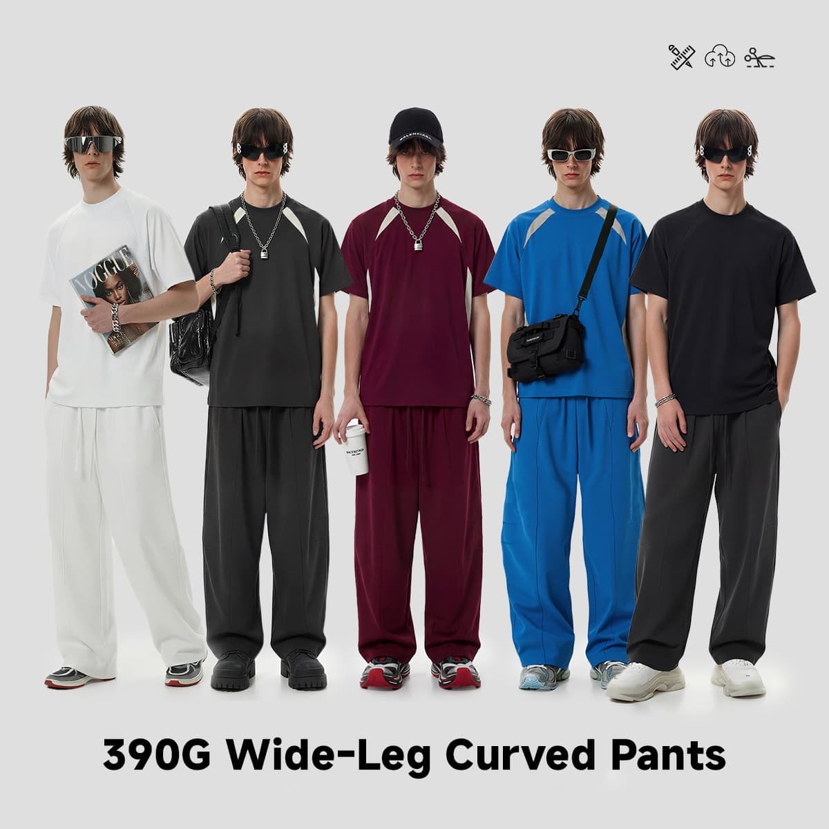 Heavy 390GSM Terry Elastic Distorted Pants thumbnail 2