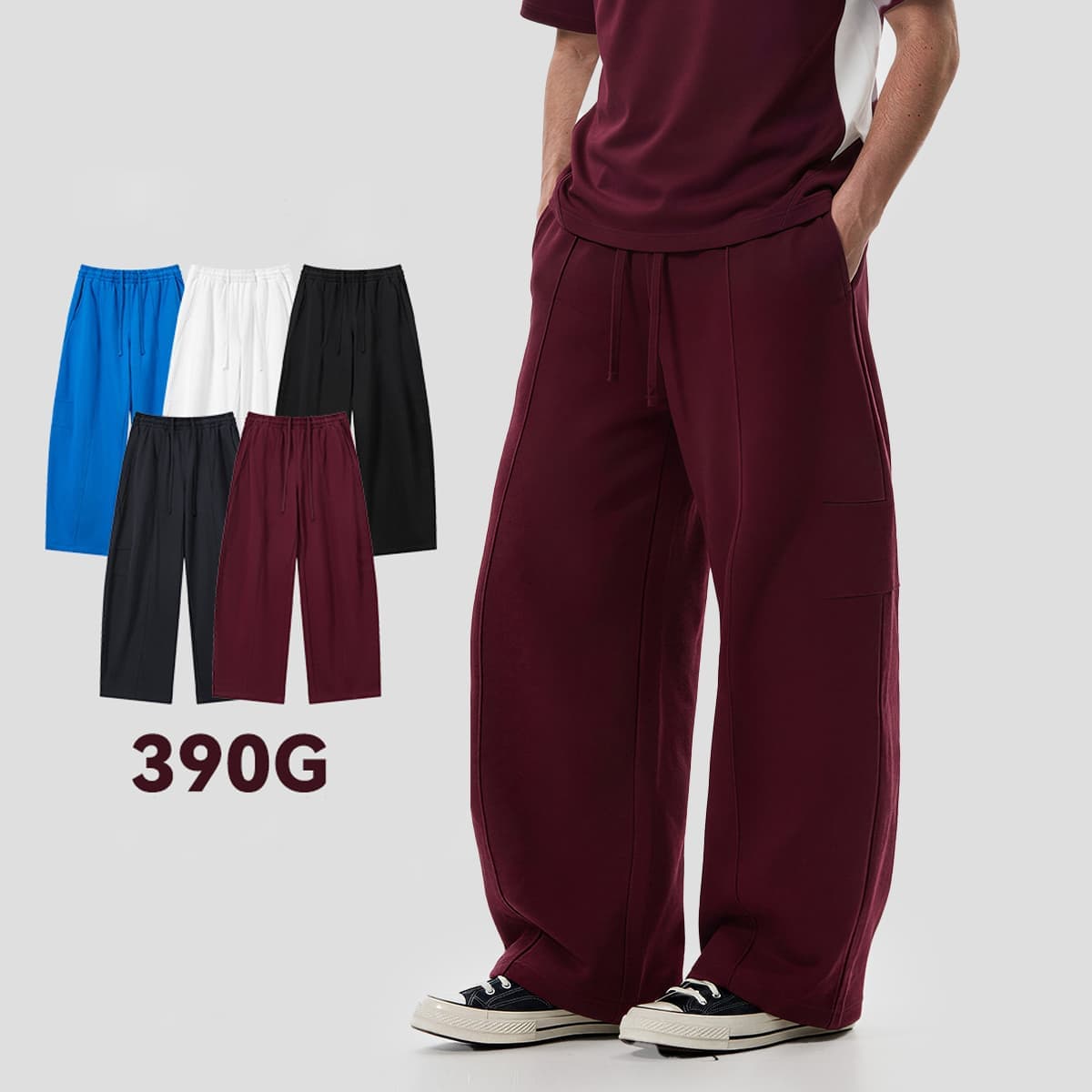 Heavy 390GSM Terry Elastic Distorted Pants