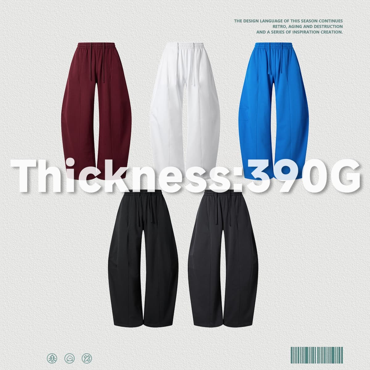 Heavy 390GSM Terry Elastic Distorted Pants thumbnail 3