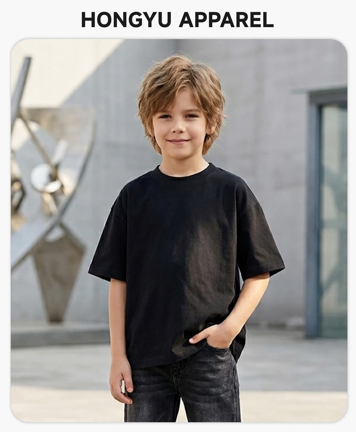 Breathable Quick-Dry Cotton 305G Kid’s Oversized T-Shirt – detail 1