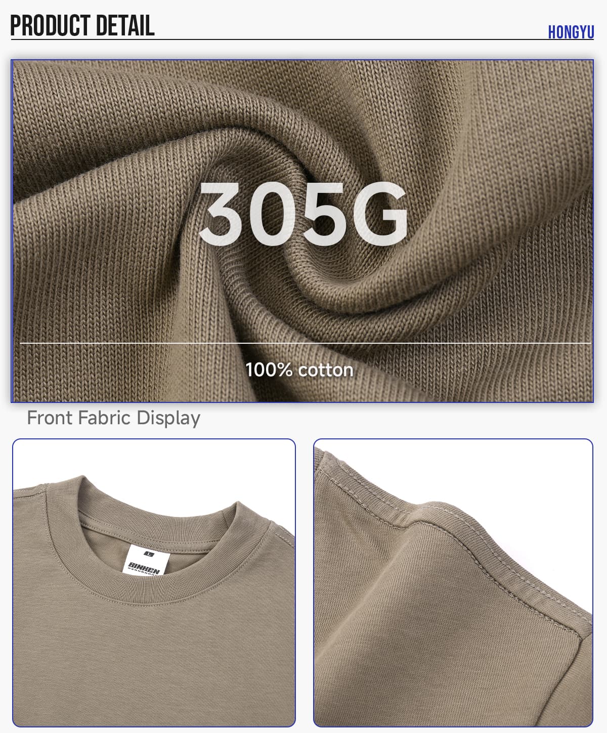 Breathable Quick-Dry Cotton 305G Kid’s Oversized T-Shirt – detail 5