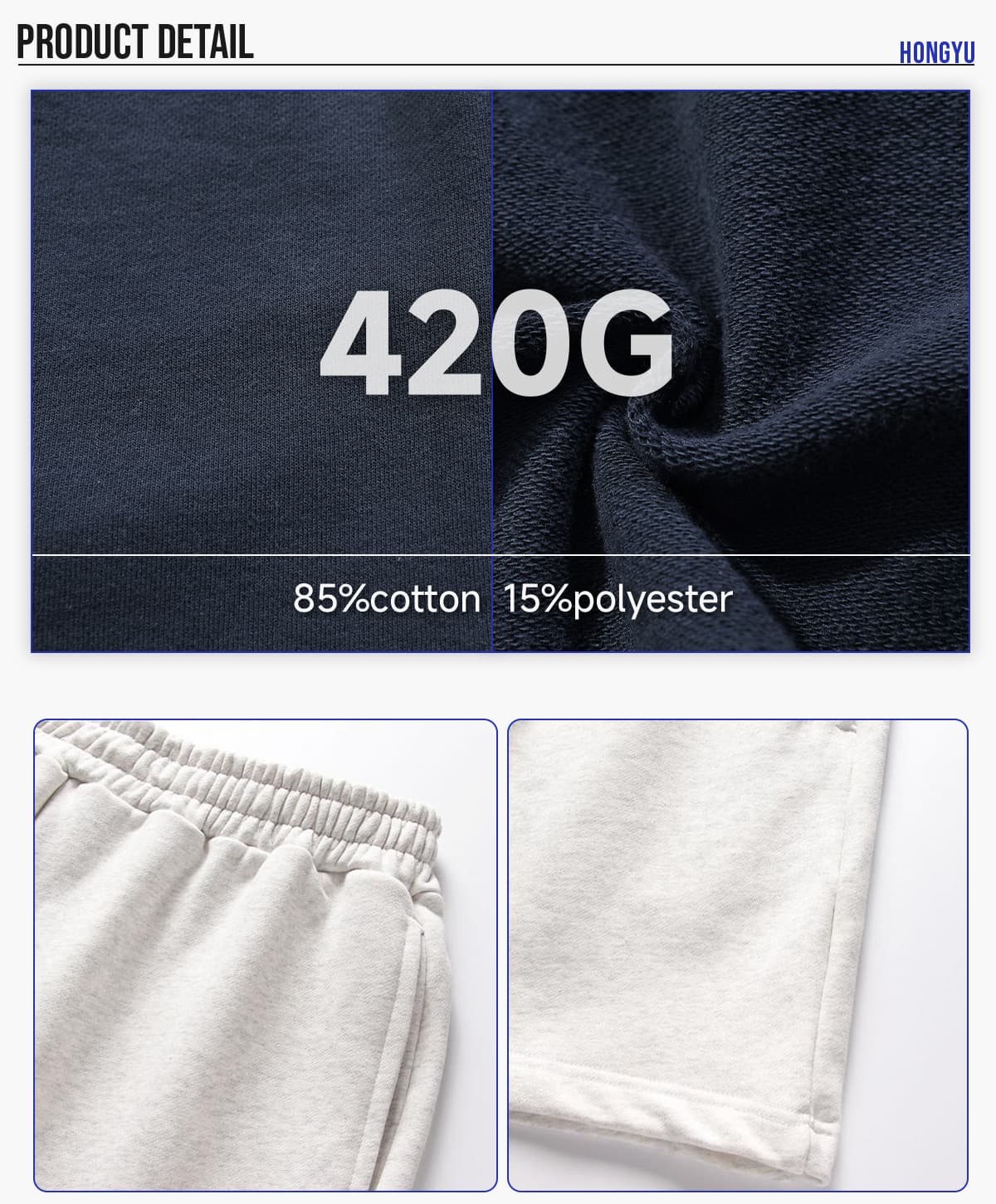 Heavy Terry 420GSM Breathable Shorts – detail 4