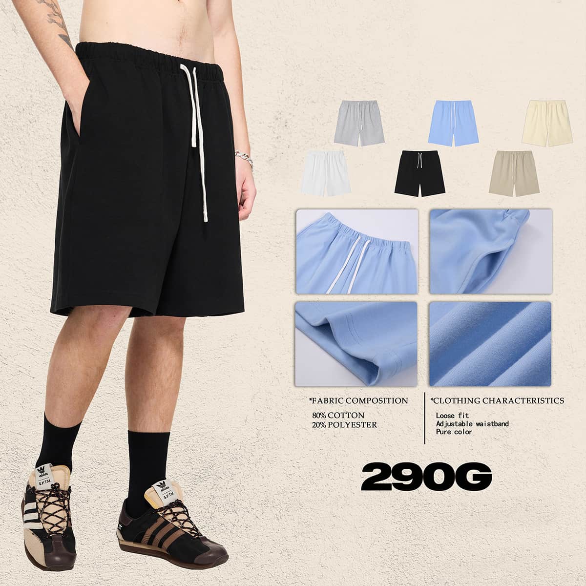 Lightweight Fleece 290 GSM Soft Shorts