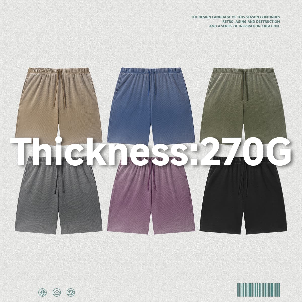Waffle 270G Vintage Wash Distressed Shorts thumbnail 2