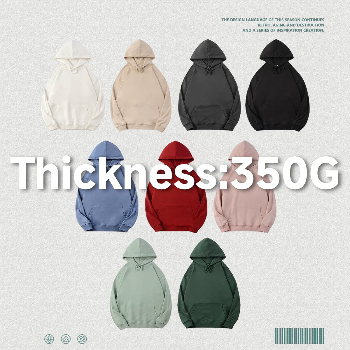 Oversized 100%Cotton Terry Hoodie With Pocket thumbnail 2