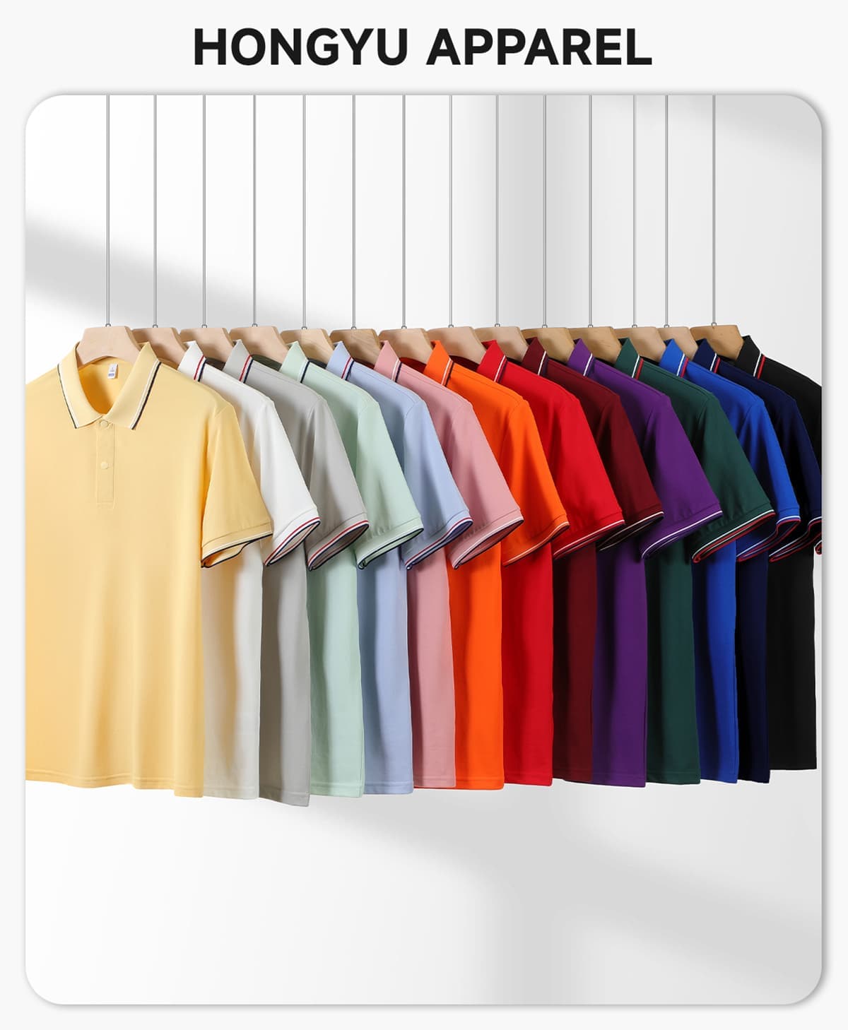 Cotton-Covered Spandex 200GSM Contrast Collar Polo Shirt – detail 1