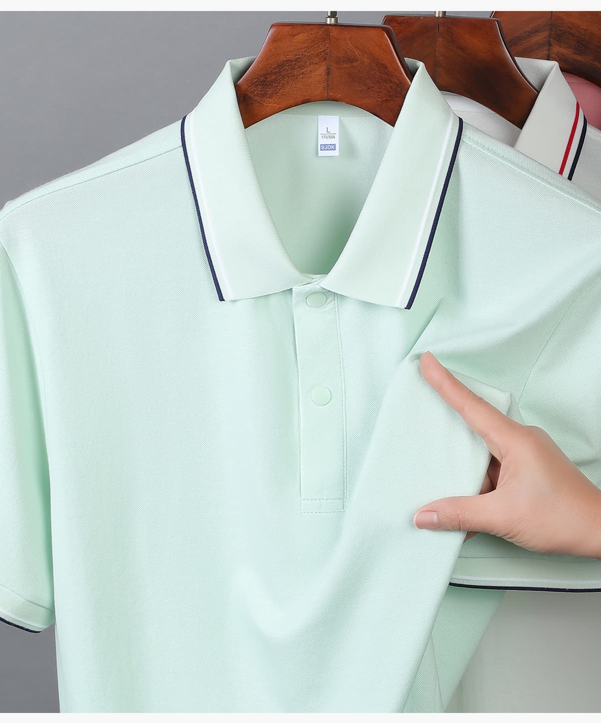 Cotton-Covered Spandex 200GSM Contrast Collar Polo Shirt – detail 12