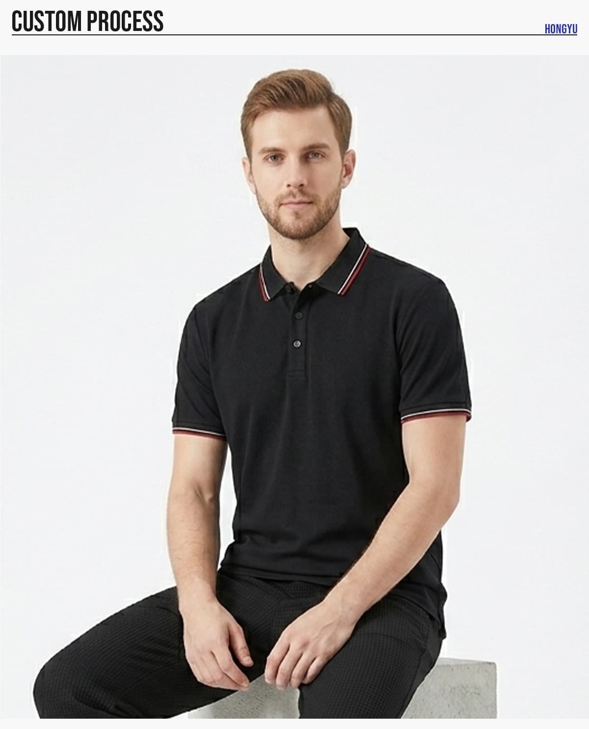 Cotton-Covered Spandex 200GSM Contrast Collar Polo Shirt – detail 8