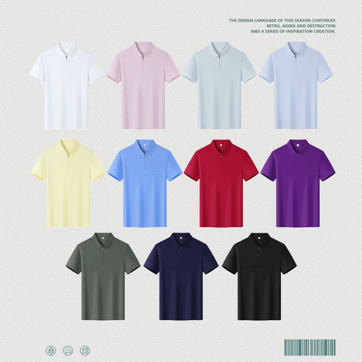 Polyester 190GSM Quick-Dry Half-Zip Cooling Golf Tee thumbnail 2
