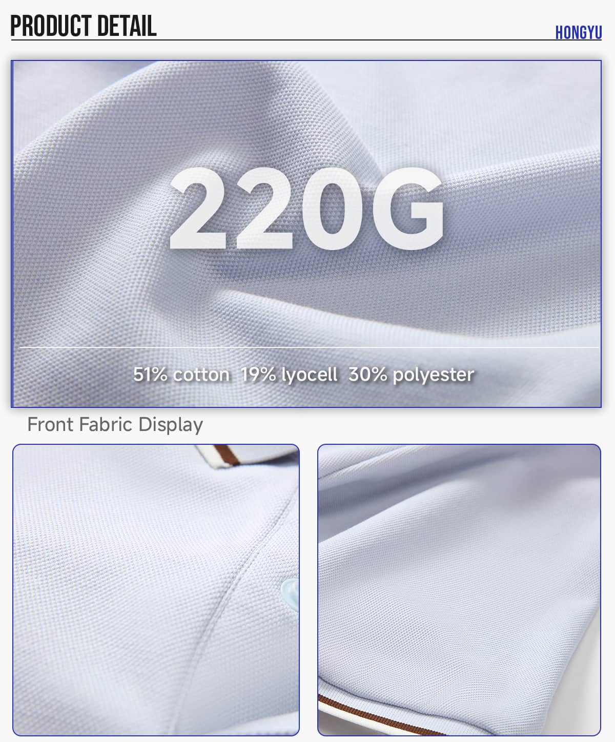 Lyocell 40s 220GSM Contrast Collar Polo Shirt – detail 5