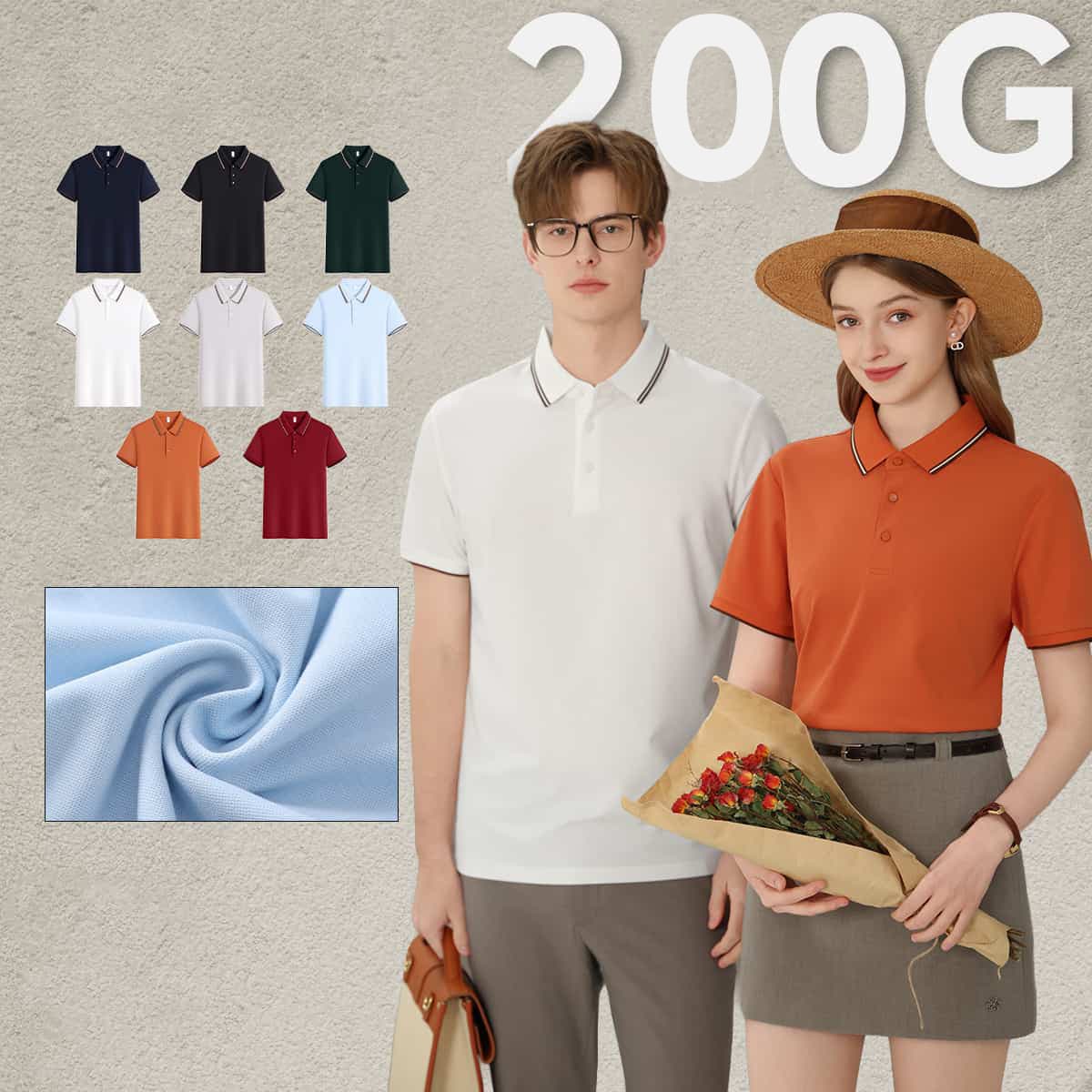Modal Cotton 200G Contrast Collar Golf Shirt