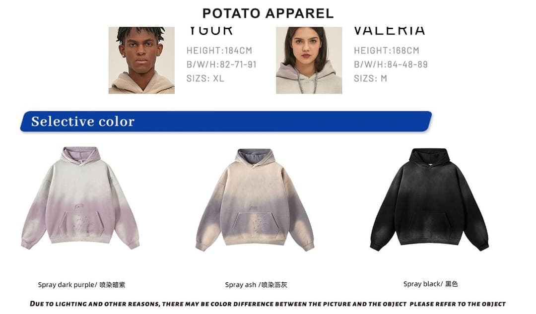 Fleece 360Gsm Spray-Dye Distressed Wash Hoodie – detail 2