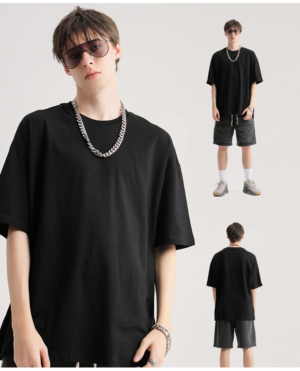 Drop Shoulder Thin Cotton Oversize T-shirt 190GSM 20 colors – detail 12