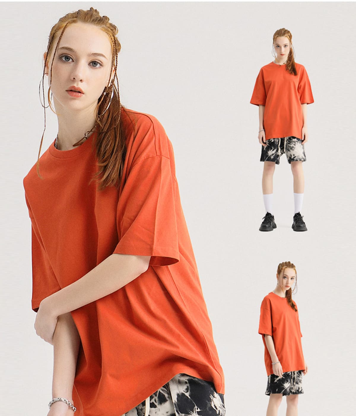 Drop Shoulder Thin Cotton Oversize T-shirt 190GSM 20 colors – detail 15