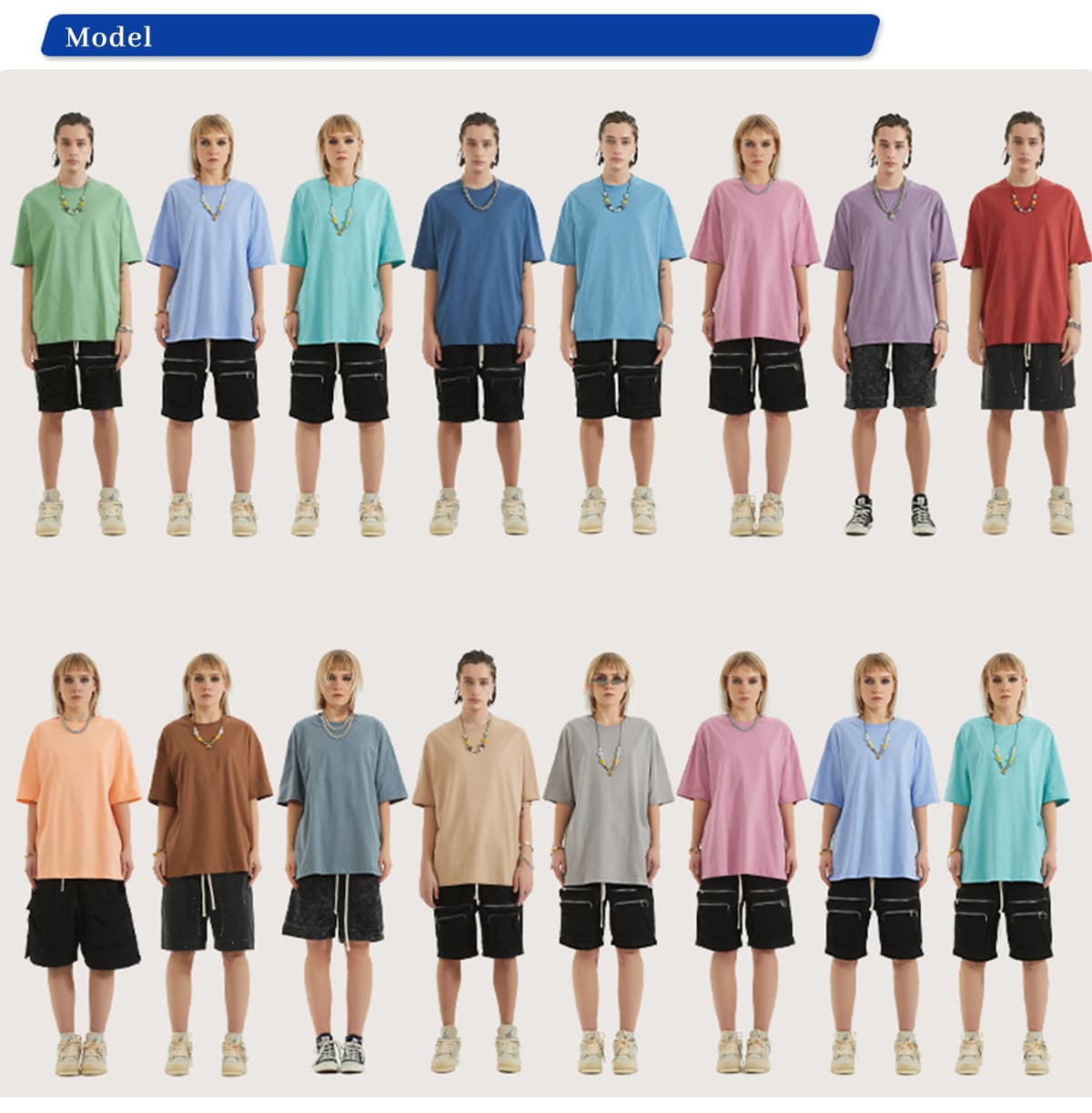 Drop Shoulder Thin Cotton Oversize T-shirt 190GSM 20 colors – detail 10