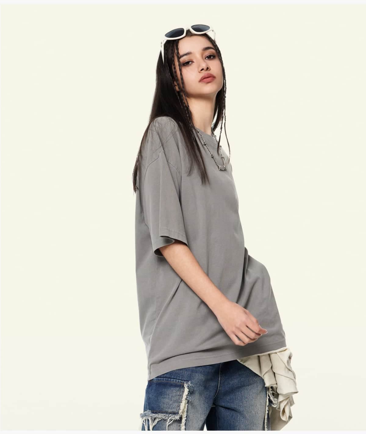Cotton 200GSM Light Wash Oversized T-Shirt – detail 12