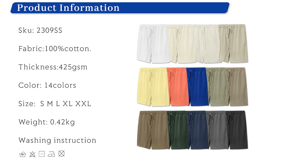 Thick Heavy Basic Shorts Street Trendy 425GSM – detail 1