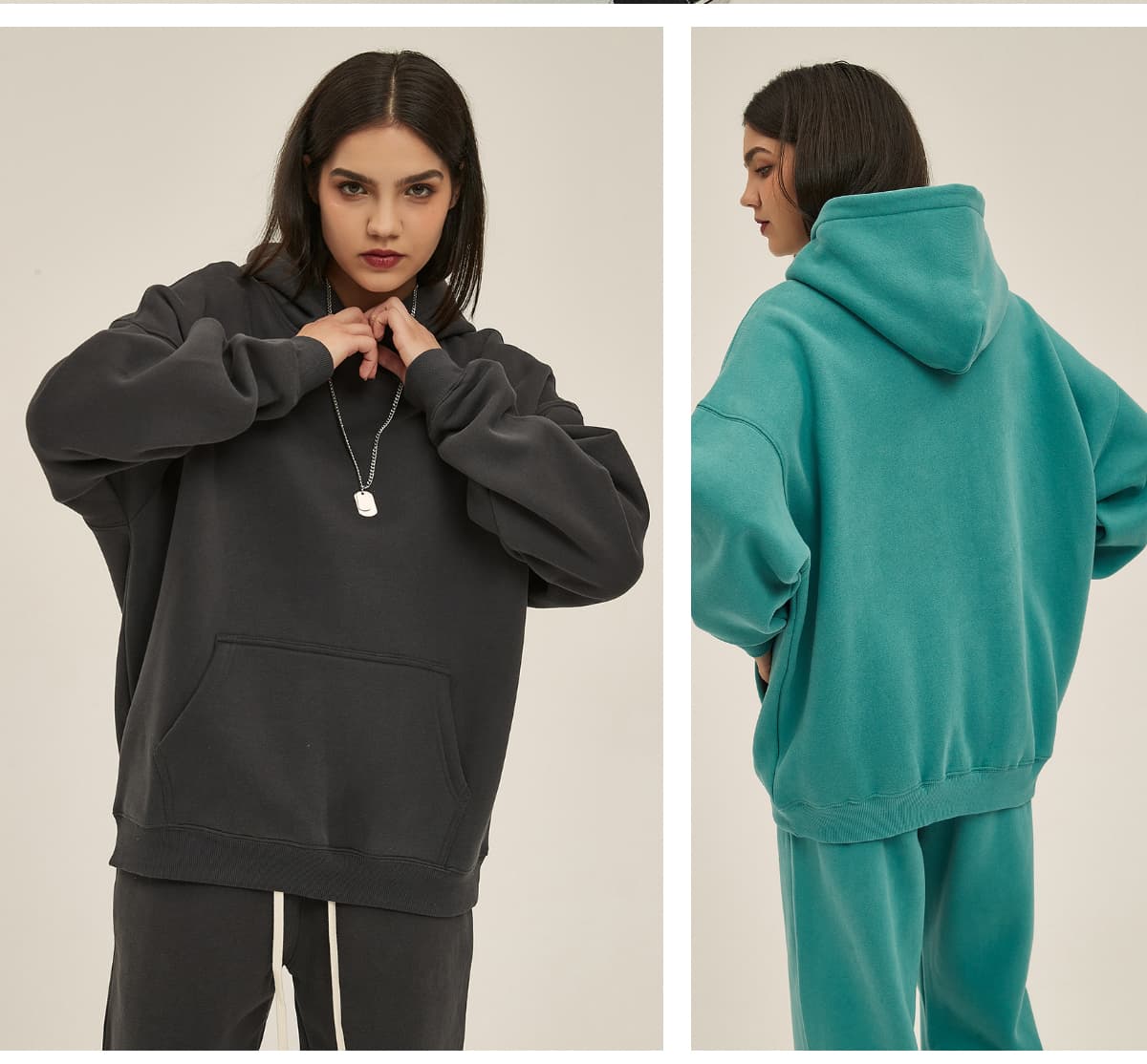 Solid Oversized Fleece Cotton basic Hoodie 350Gsm – detail 13