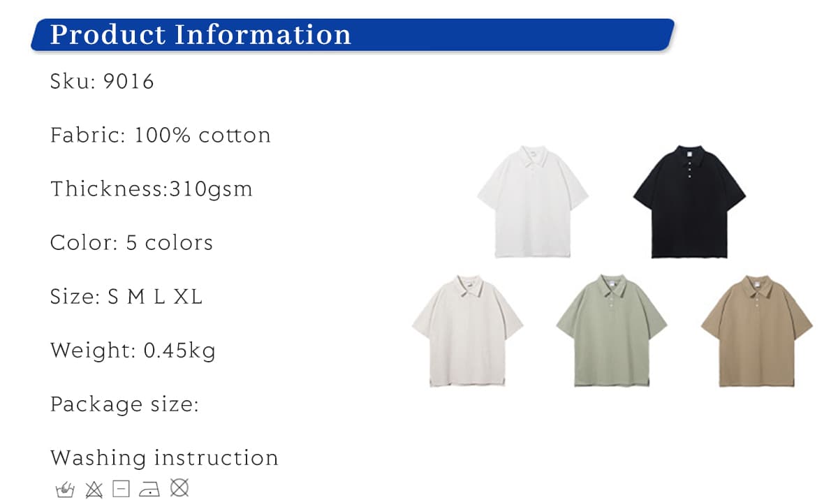 Cotton 310Gsm Oversized Unisex Polo t-shirt – detail 1
