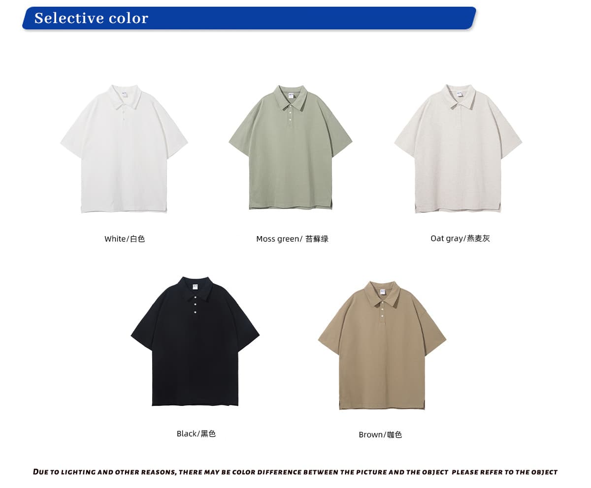 Cotton 310Gsm Oversized Unisex Polo t-shirt – detail 3