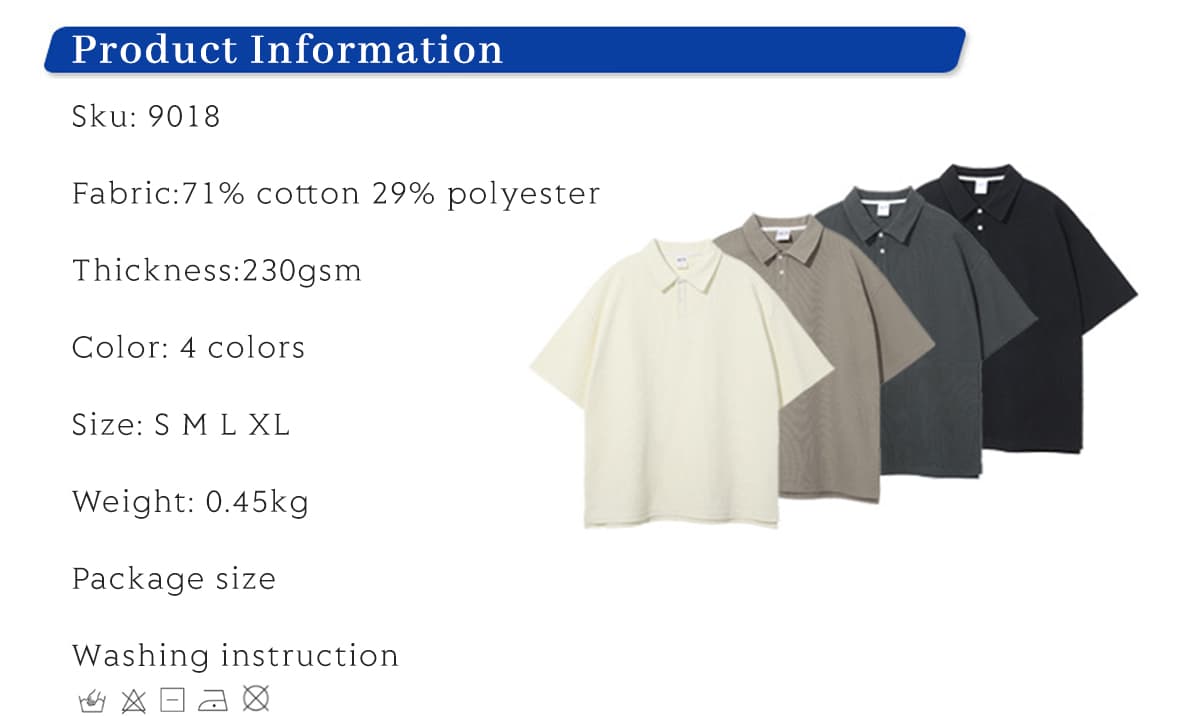 Waffle 330G Buttons Polo T-shirt – detail 1