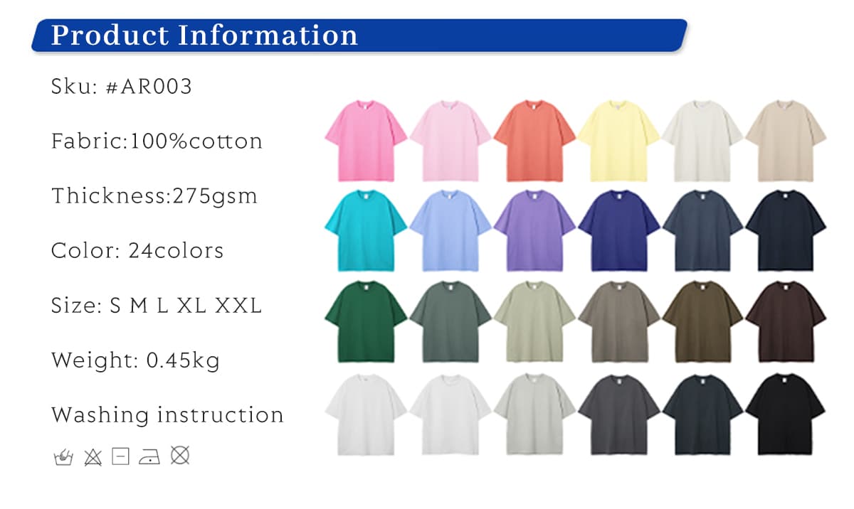 Cotton 275G Oversized Blank T-Shirt – detail 1