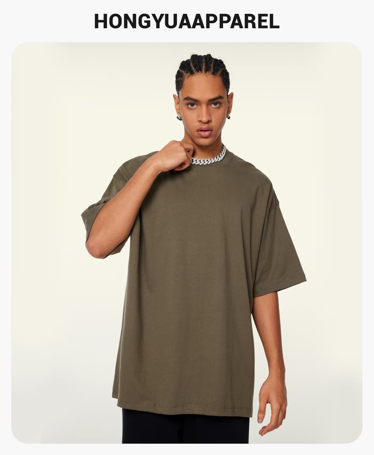 Double Yarn Cotton 345GSM Oversized T-Shirt – detail 1