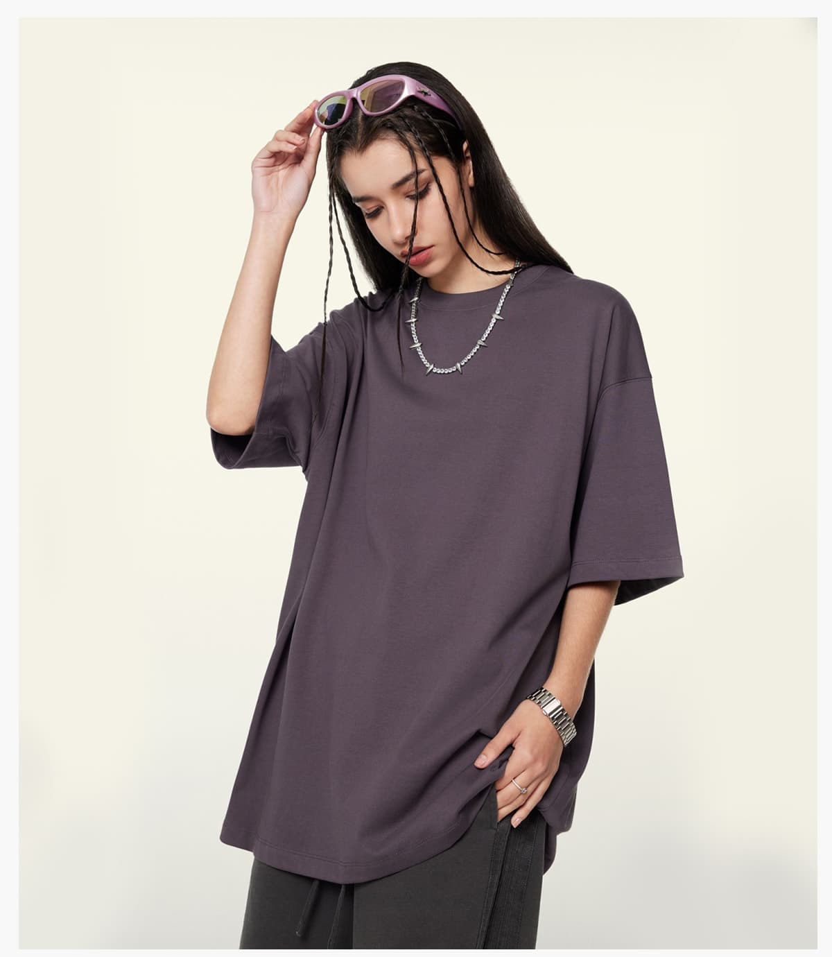 Double Yarn Cotton 345GSM Oversized T-Shirt – detail 10