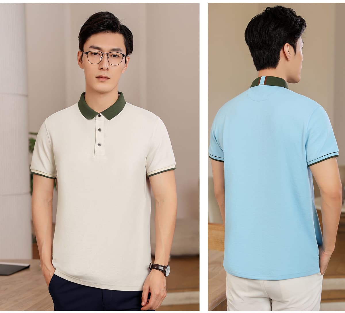 Color-Block 220gsm Unisex Slim Fit Polo with Slit – detail 11