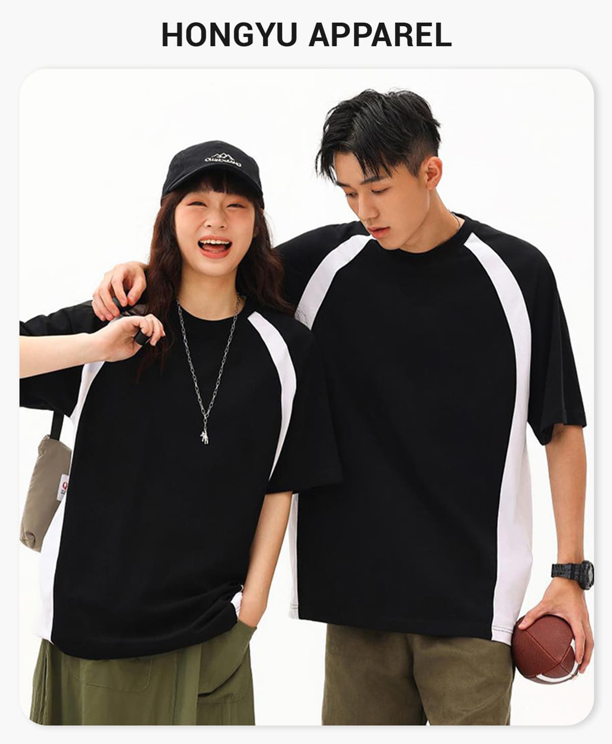 Cotton 240GSM Colorblock Oversize T-shirt – detail 1