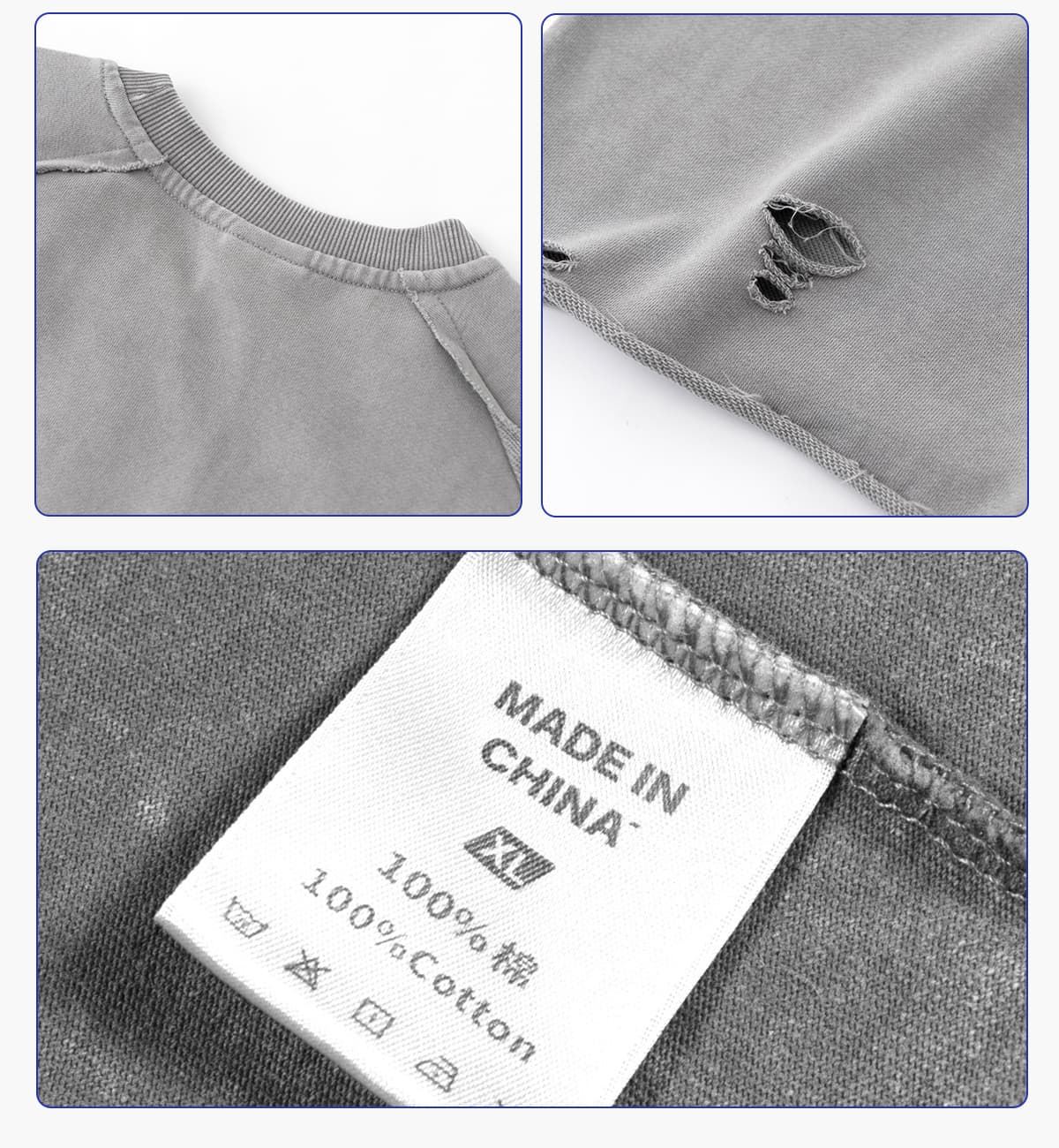 Terry 330GSM Oversized Distressed Reglan Sleeve T-Shirt – detail 7