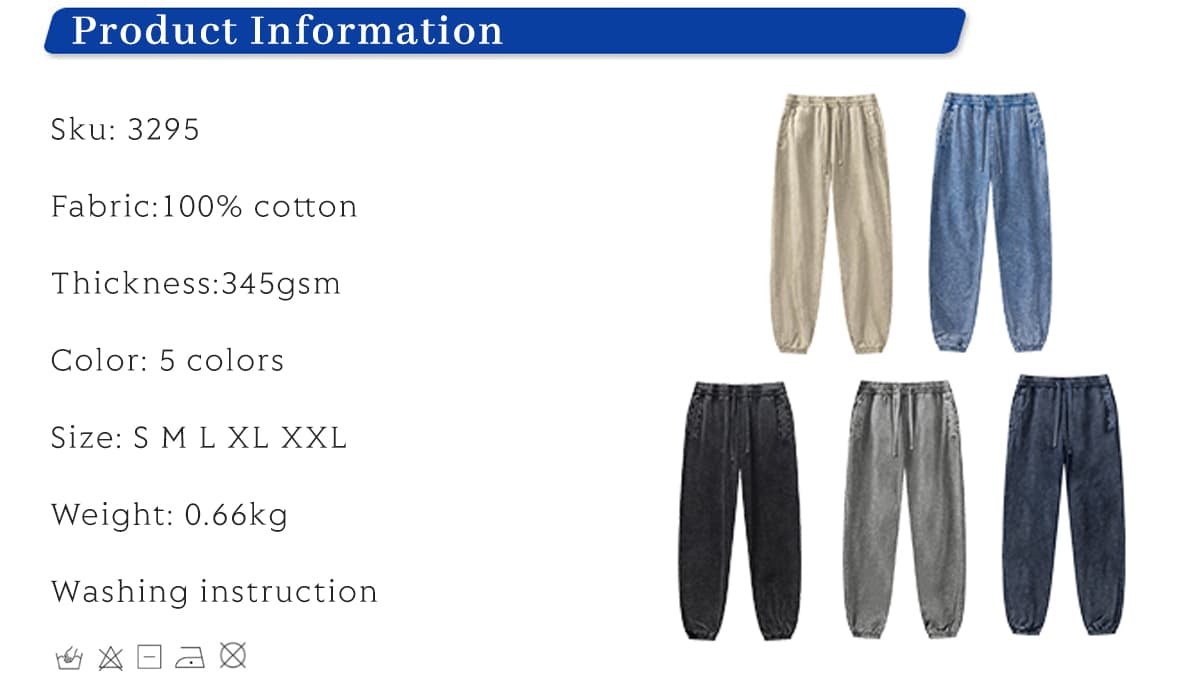 Thick 345GSM Wash Terry Sweatpants – detail 1