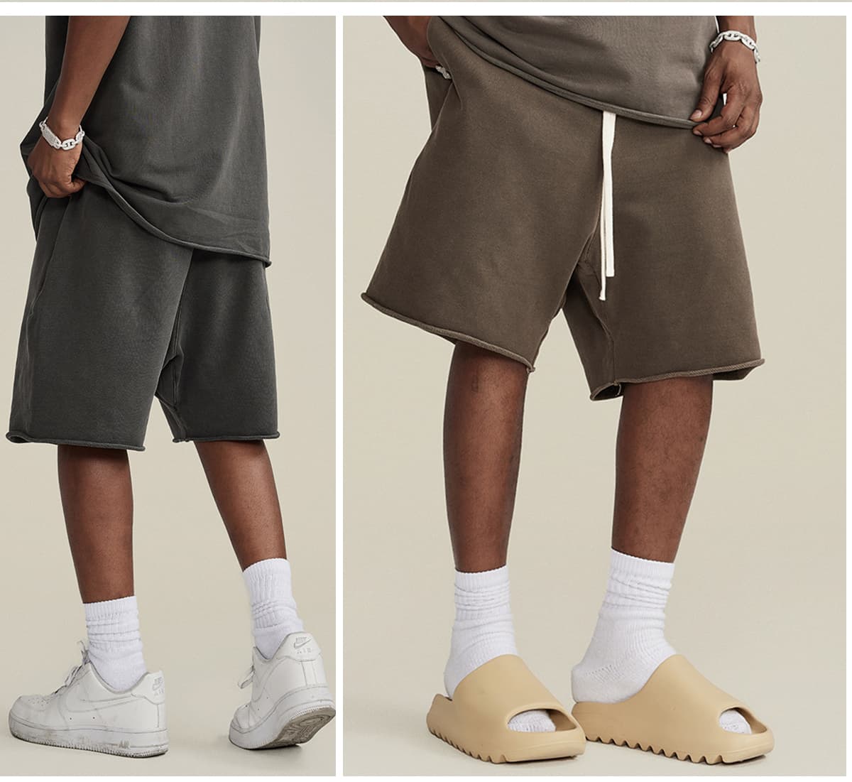 Cotton Terry 385GSM Washed Raw Edge Shorts – detail 11