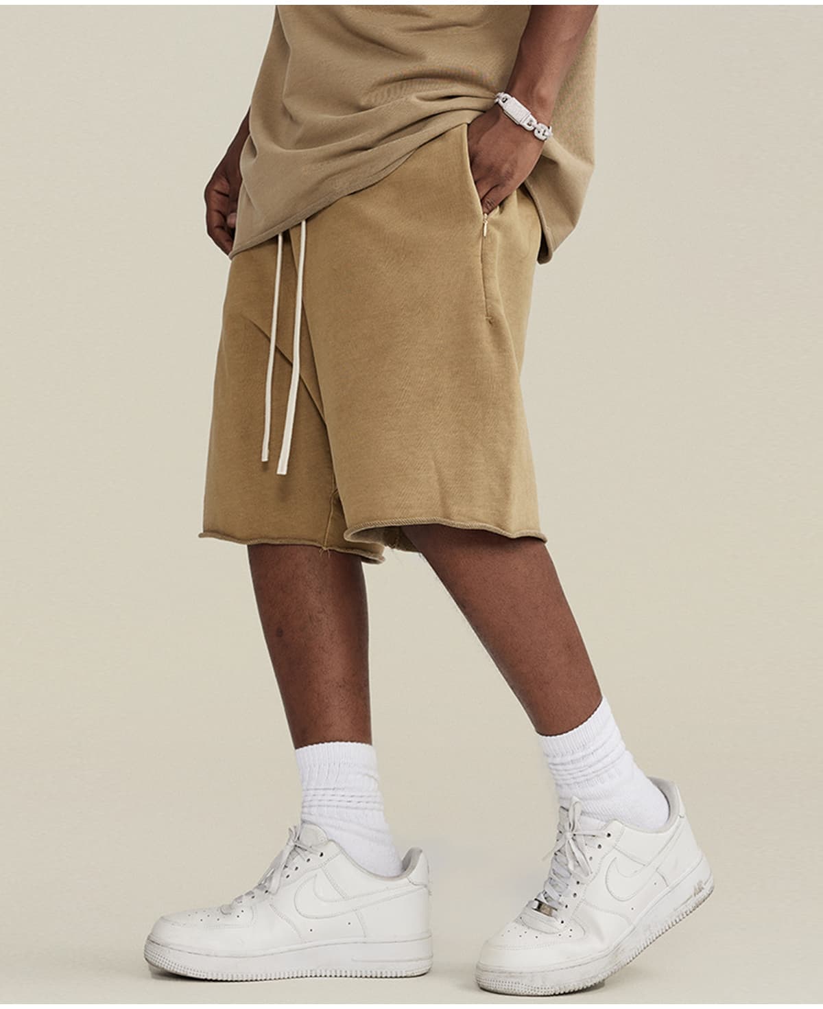 Cotton Terry 385GSM Washed Raw Edge Shorts – detail 12