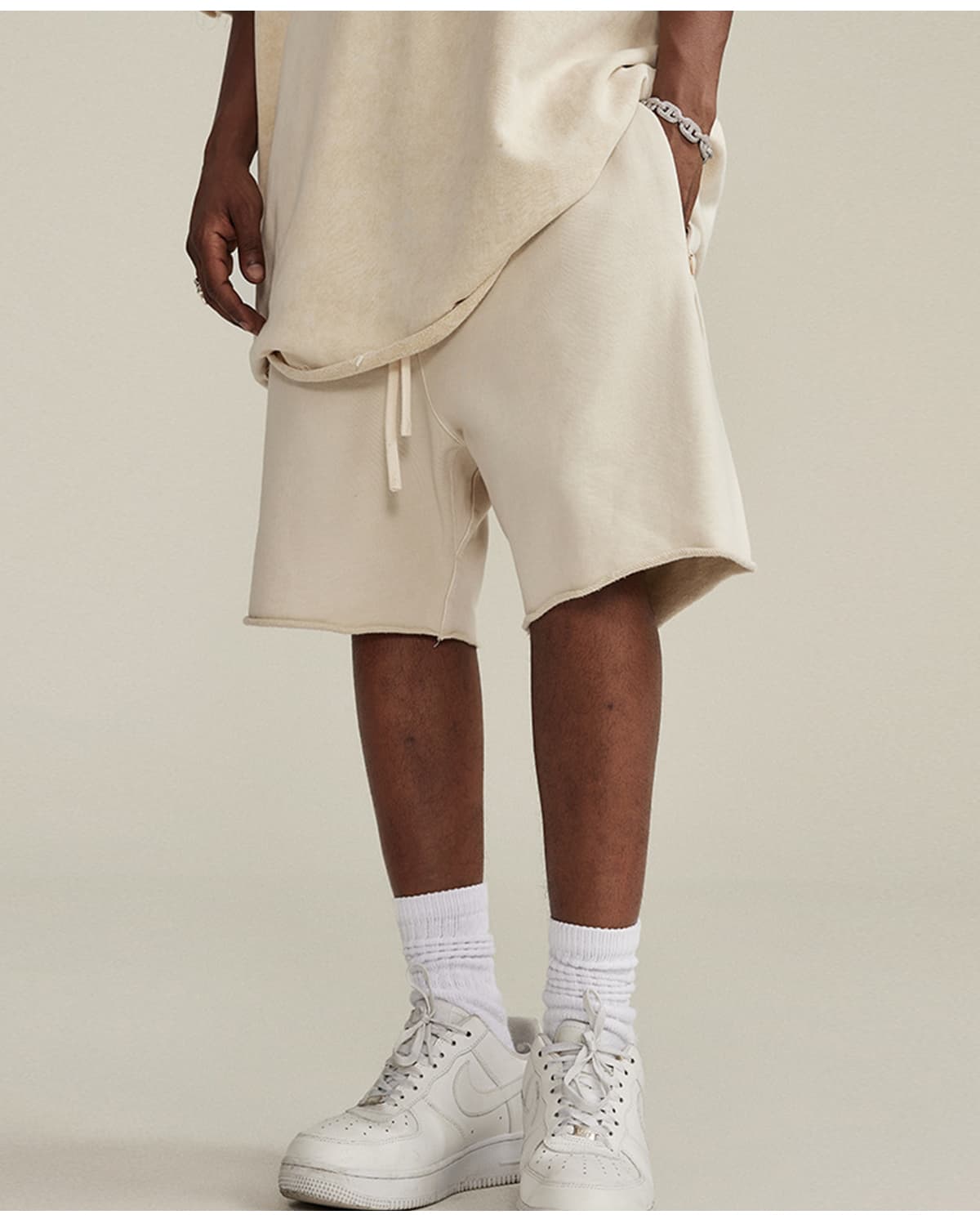 Cotton Terry 385GSM Washed Raw Edge Shorts – detail 14