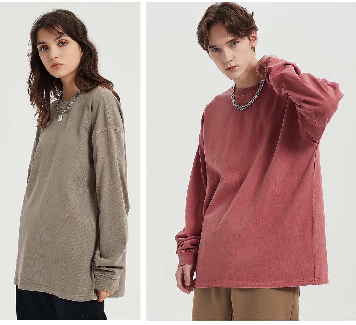 Thick 310GSM Cotton Light Wash Long Sleeve T-Shirt – detail 10