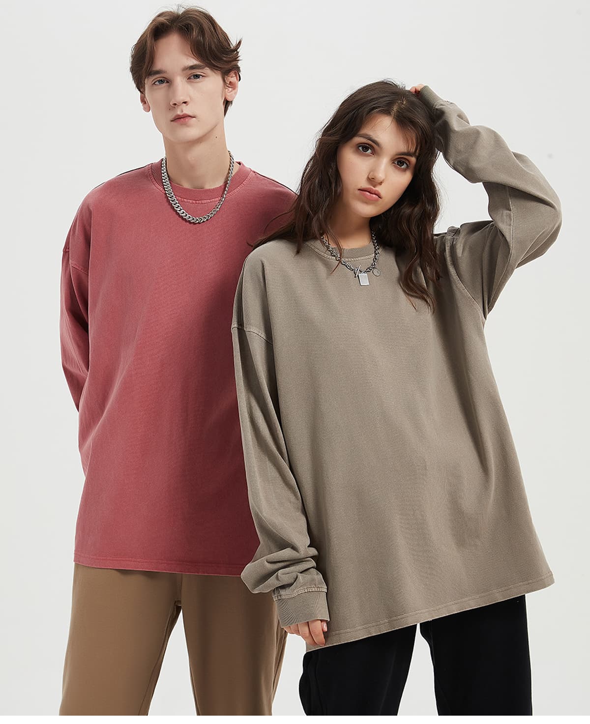 Thick 310GSM Cotton Light Wash Long Sleeve T-Shirt – detail 11