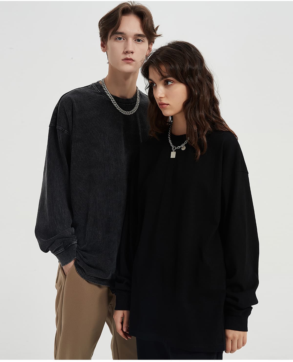 Thick 310GSM Cotton Light Wash Long Sleeve T-Shirt – detail 13