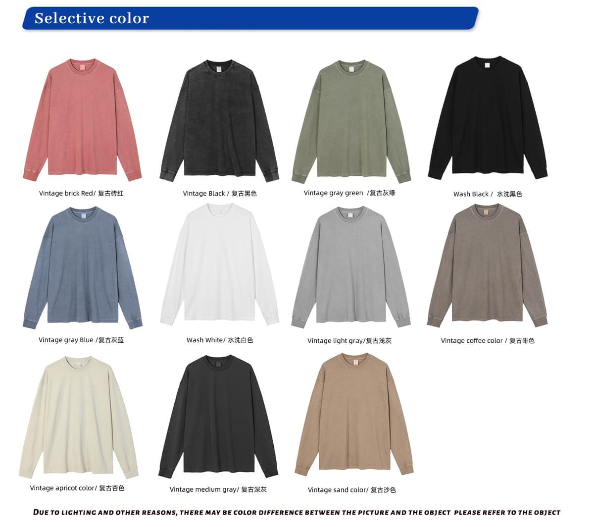 Thick 310GSM Cotton Light Wash Long Sleeve T-Shirt – detail 3