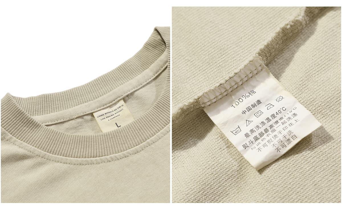 Thick 310GSM Cotton Light Wash Long Sleeve T-Shirt – detail 5