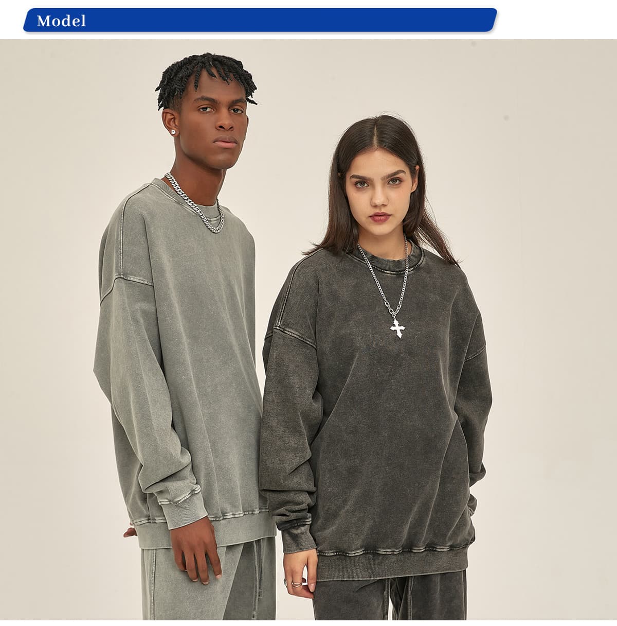 Cotton Terry 420Gsm Oversized Snow Wash Sweatshirt – detail 9